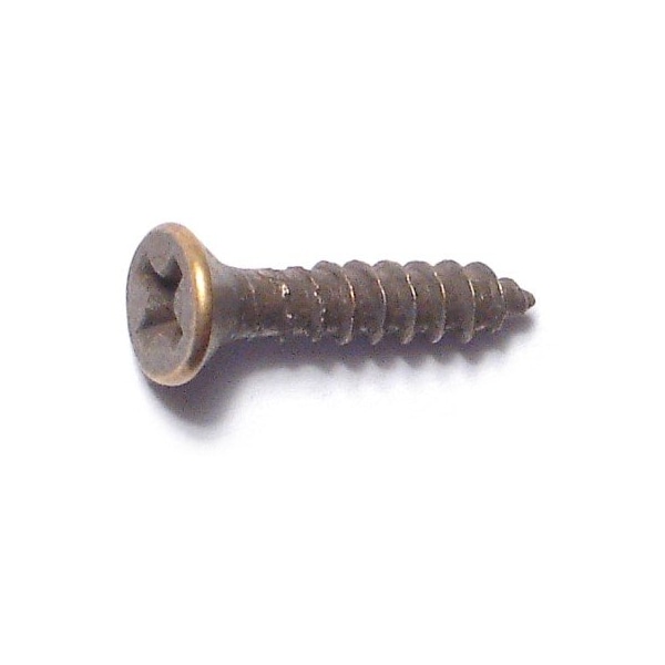 Midwest Fastener Wood Screw, #5, 5/8 in, Plain Brass Flat Head Phillips Drive, 50 PK 69893 - main